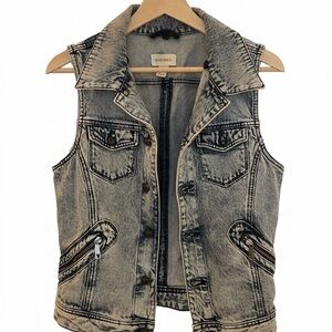 Diesel Washed Denim Moto Vest